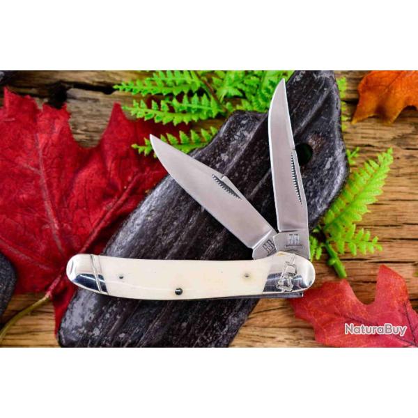 Couteau Rough Rider Copperhead White Bone Manche Os Lames Acier 440 RR2290