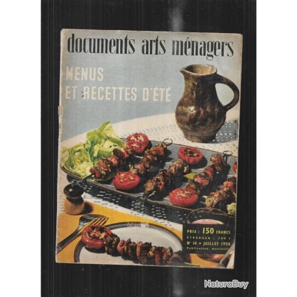 documents arts m�nagers ,  fascicule , menus et recettes d'�t�