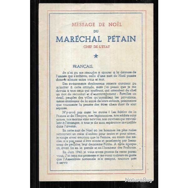 message de noel du mar�chal p�tain d�cembre 1942