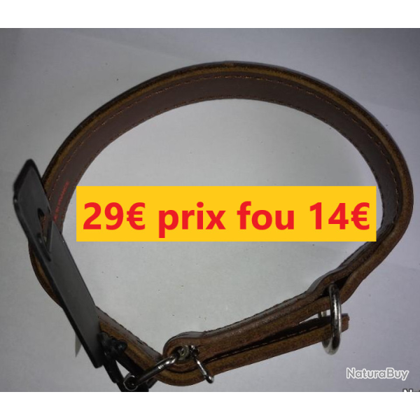 collier sellerie vend�enne 56 cm  2.5  cuir marron fonc�  doubl� gras    21469
