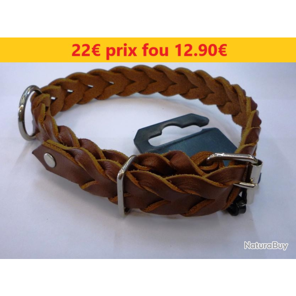 Collier SELLERIE CANINE VENDEENNE Cuir Tress� 48cm    21436