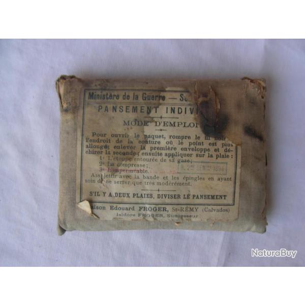 WW1/PREWAR FRANCE " PANSEMENT INDIVIDUEL" FRANCAIS 1894 DANS SON TUI EN TOILE NON OUVERT RARE