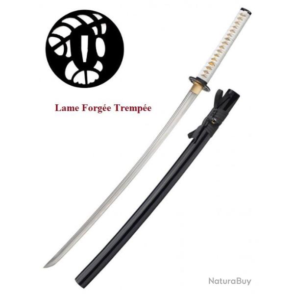 KATANA  laqu noir et blanc  Lame Tremp