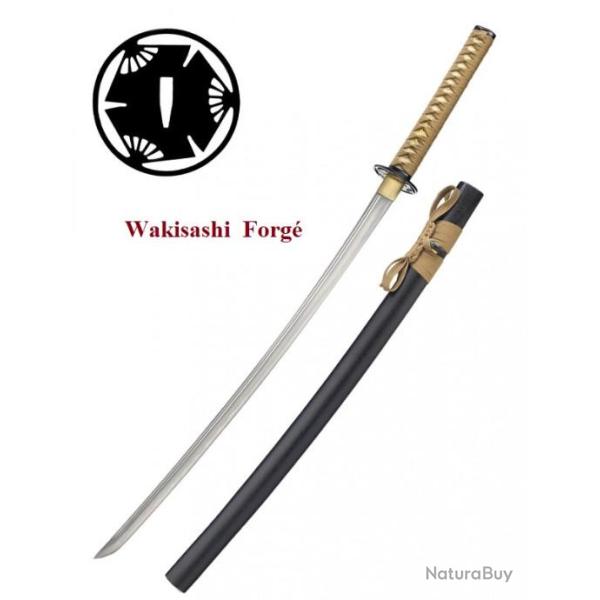 Wakisashi pratical forg Lame tremp / couleur noir et beige