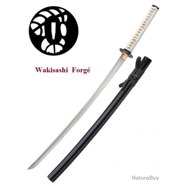 Wakisashi pratical forg� Lame tremp� / couleur noir et blanc
