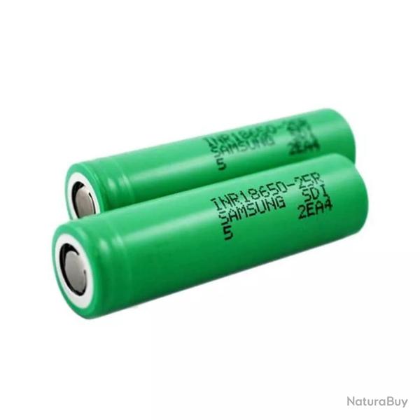 2 x Accus 18650 2500 mAh Samsung pour Lunettes FPV FatShark, Radio FRSKY, Stabilisateurs
