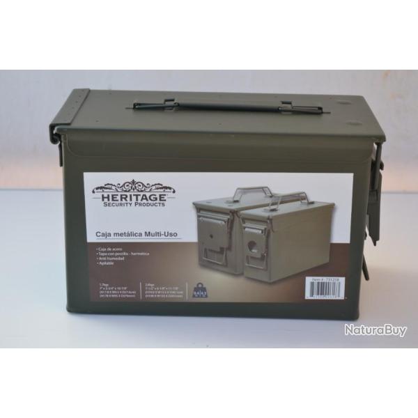 Bo�te m�tallique herm�tique � usages multiples. 19 x 15,5 x 30,1 cm