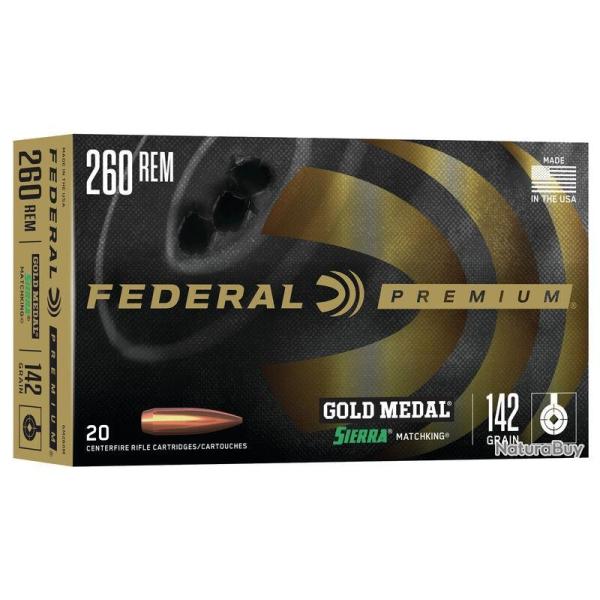 Munitions FEDERAL PREMIUM Cal.308win 168gr GOLD MEDAL SIERRA MATCHKING BTHP par 20