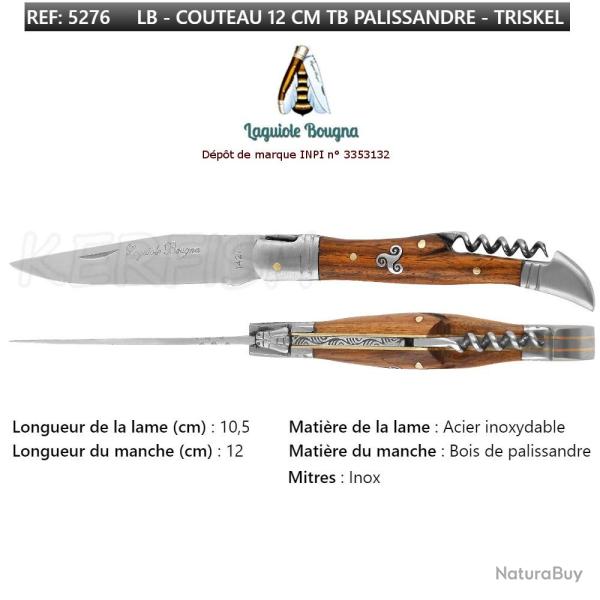 Couteau Pliant 12 cm TB TRISKEL palissandre Laguiole BOUGNA