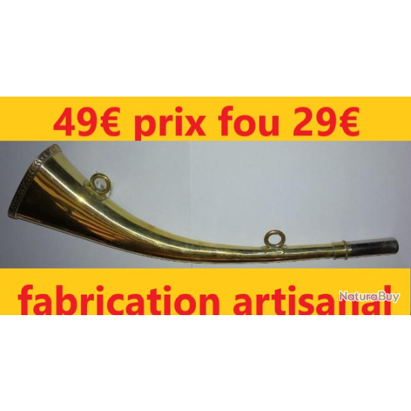 corne plate laiton 26 cm cintr�e "fabrication artisanale"  son AIGU et fort         ref26-1