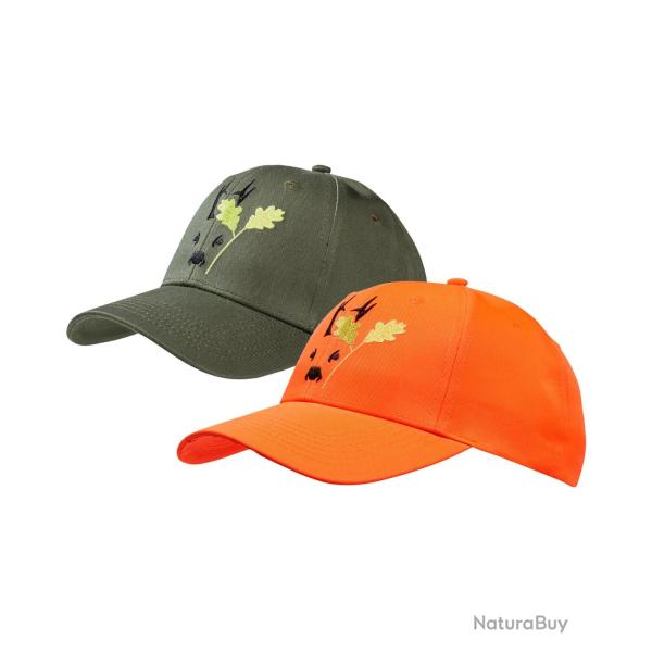 Pack de 2 casquettes Waidgerechte-Jagd (Couleur: Olive/orange)