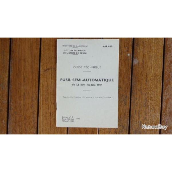 GUIDE TECHNIQUE FSA FUSIL 7.5 MM MAT 1031 1983