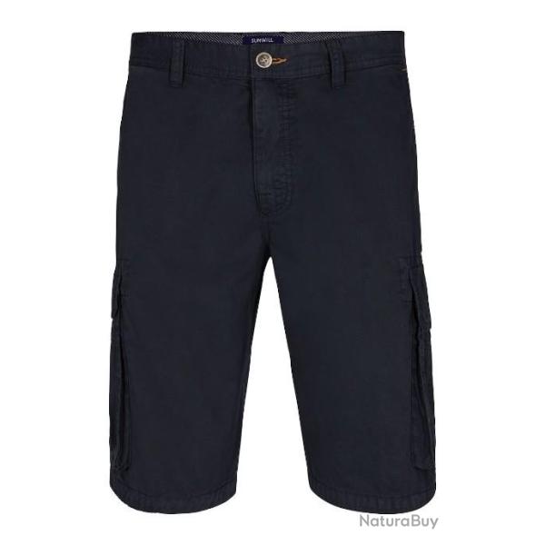 SHORT CARGO TOILE BLEU MARINE T46