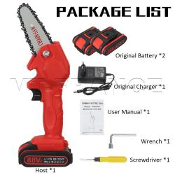 Mini Tronconneuse Electrique Sans Fil PRO 88V-Rouge 2 Batteries 20260729082513