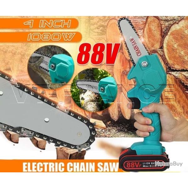 Mini Tronconneuse Electrique Sans Fil PRO 88V-Bleu 1 Batterie 20260729082513