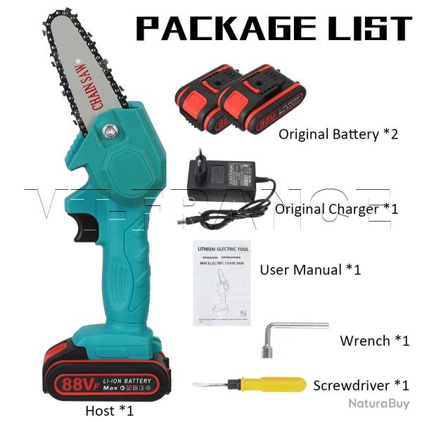 Mini Tronconneuse Electrique Sans Fil PRO 88V-Bleu 2 Batteries 20260729082513
