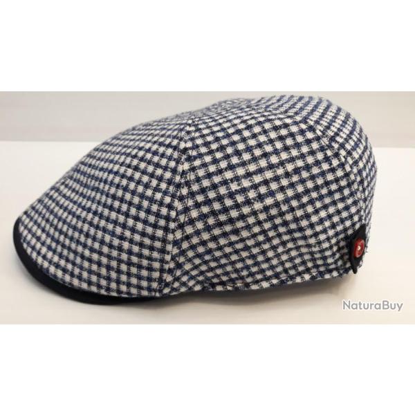 CASQUETTE PLATE CARREAUX BLEU/BLANC T55
