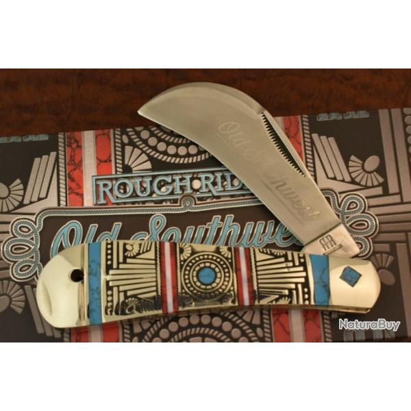 Couteau Serpette Rough Ryder Old Southwest Hawkbill Lame Acier 440 Manche Pierre RR1749