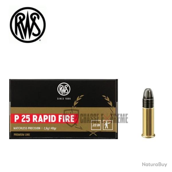 50 Munitions RWS P25 Rapid Fire Cal 22 Lr 40gr LRN