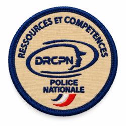 Insigne tissus Police Nationale DRCPN Ressources et comp&eacute;tences-80 mm - vel/cro