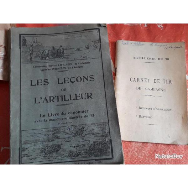 lot de livret militaire artillerie de 75 ww2