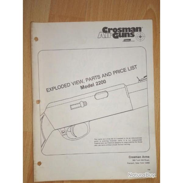 notice origine CROSMAN MODEL 2200 - VENDU PAR JEPERCUTE (a3888)