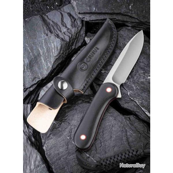 Couteau CIVIVI Elementum Lame Fixe Acier 10Cr15CoMoV Manche G10 Etui Cuir CIVC2104A