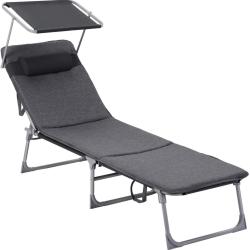 Chaise longue bain de soleil transat de relaxation avec matelas 3 cm coussin dossier et parasol inc