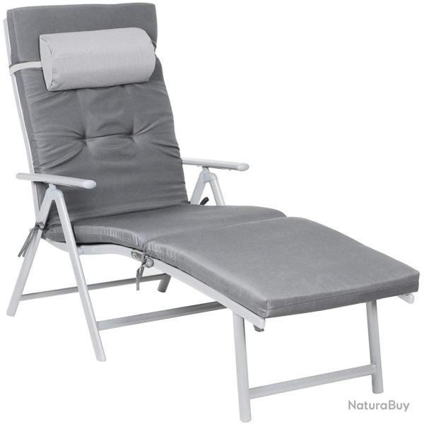 Chaise longue bain de soleil avec matelas d'une �paisseur de 6 cm appui t�te amovible en alu anti r