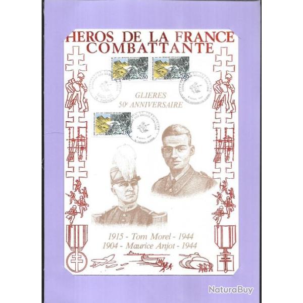 enveloppes 1er jour et documents philat�liques guerre 1939-1945 lot 15 pi�ces mont-mouchet, gli�res