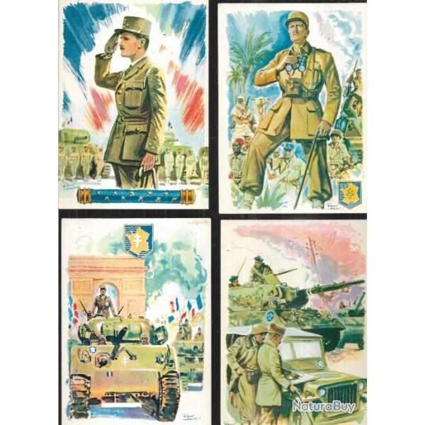 enveloppes 1er jour et documents philat�liques g�n�ral leclerc et 2e division blind�e , 2e db , cpsm