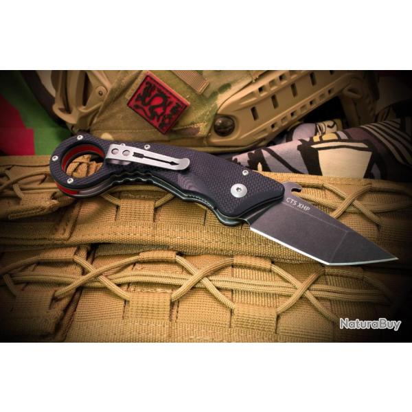 Couteau Karambit Spartan Shoto Tanto Lame 154CM Manche G10 Linerlock Clip Made USA SBSFBL9BK