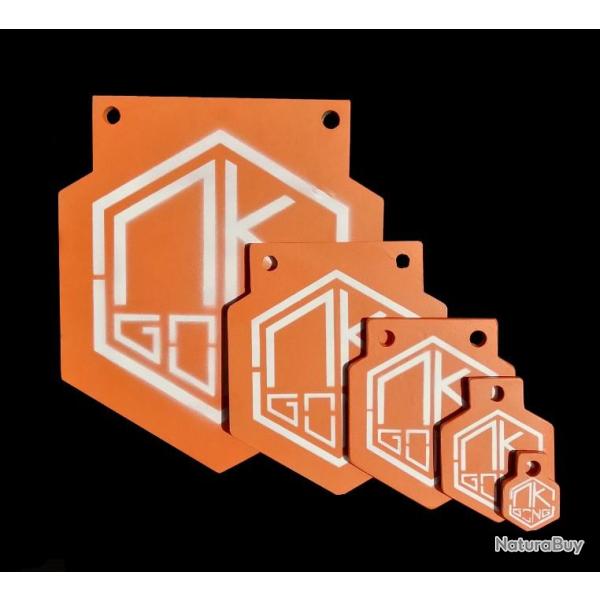 lot de 5 gong hexa de 5cm a 30 cm du 44 mag a la 12.7 . cible mtallique  marque MK gong