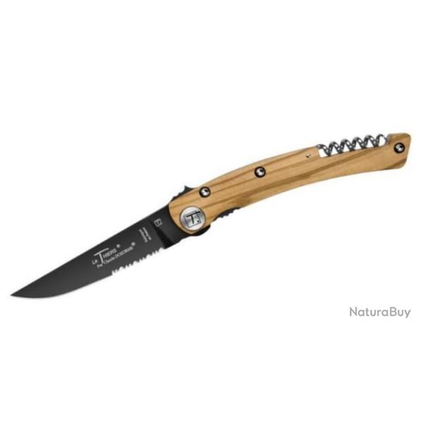 4931.ON - Couteau Le Thiers� tire bouchon par Claude Dozorme avec lame noire