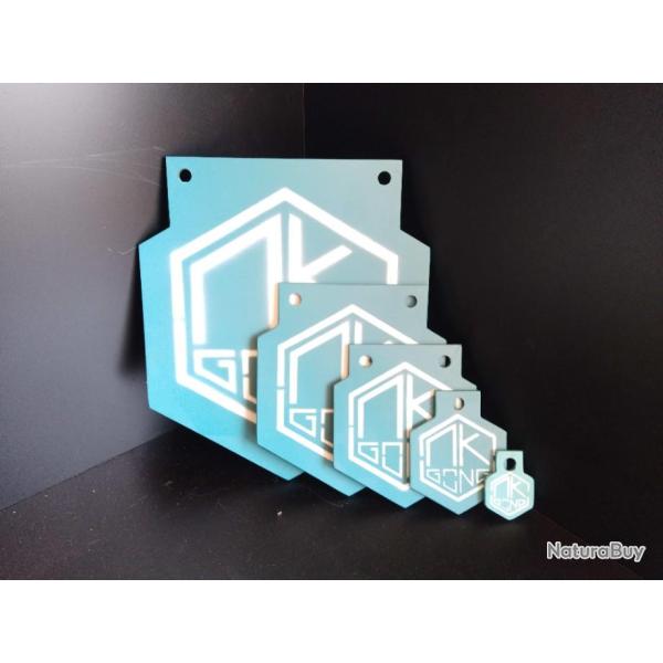 lot de 5 gong hexa de 5cm a 30 cm du 22lr au 44mag  . cible mtallique marque MK gong