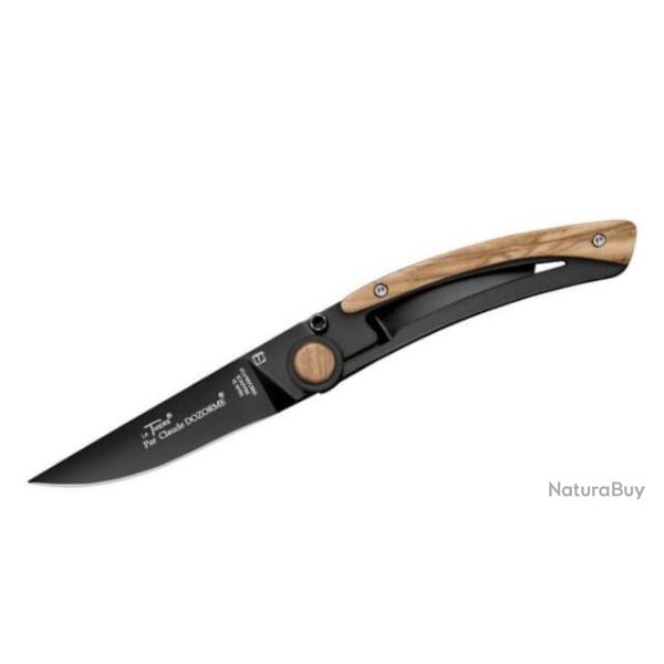4941.O - Couteau pliant Le Thiers par Claude Dozorme noir liner lock manche olivier