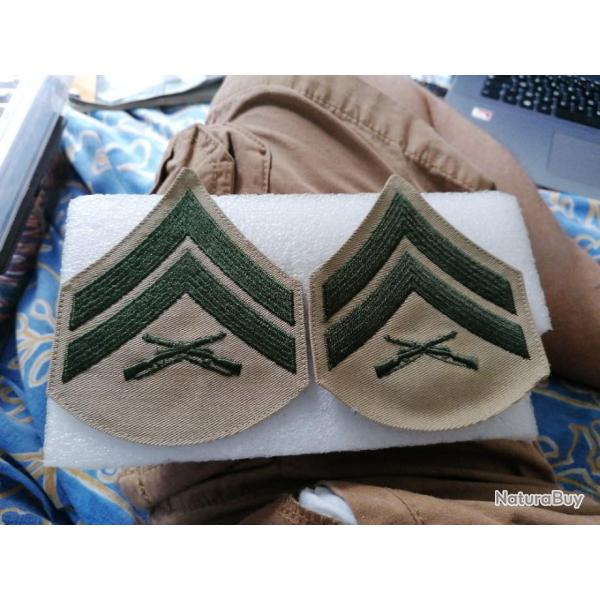 Lot de grades arm�e us CAPORAL USMC kaki ORIGINAL