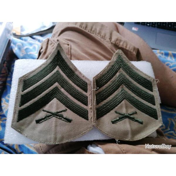 Lot de grades arm�e us SERGEANT USMC kaki ORIGINAL