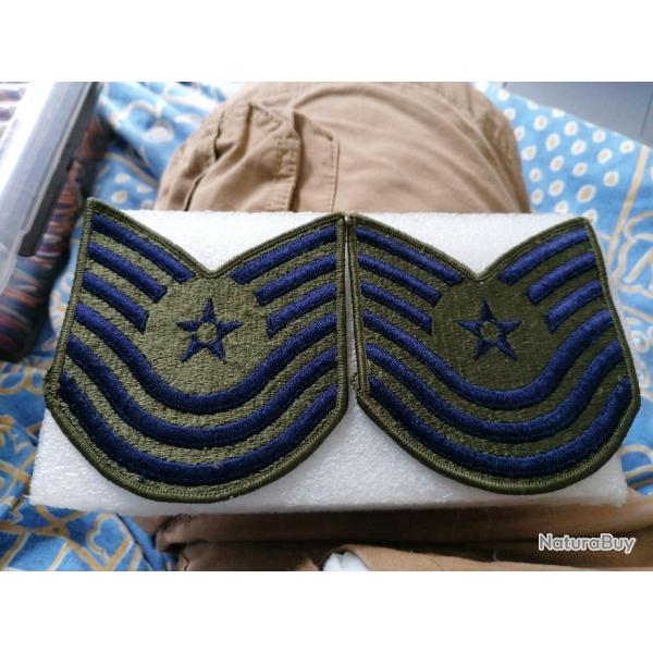 Paire de grades arm�e us USAF TECHNICAL SERGEANT GREEN original 1