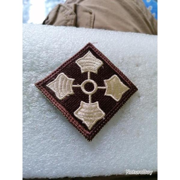 Patch armee us 4th INFANTRY DIVISION marron et beige original 1