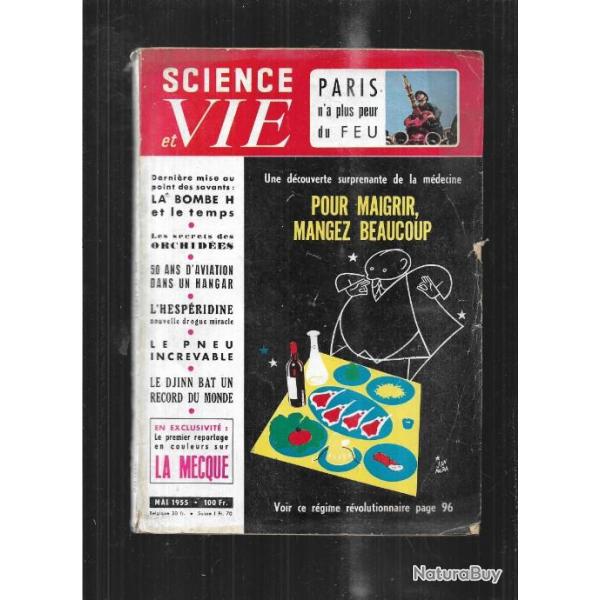 science et vie 452 mai 1955 , fossiles et ambre, la mecque, bombe h, pompiers de paris , mus�e de l'