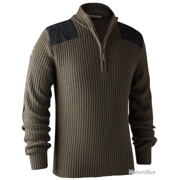 Pull � col zipp� rogaland marron DEERHUNTER