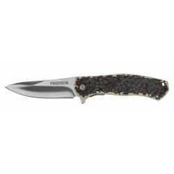 Couteau chasse pliant lame acier inox 9cm manche imitation corne