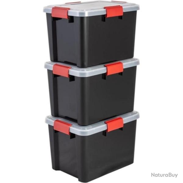 Lot de 3 boites de rangement herm�tiques 28L - 39 x 29 x 26 cm - LIVRAISON GRATUITE
