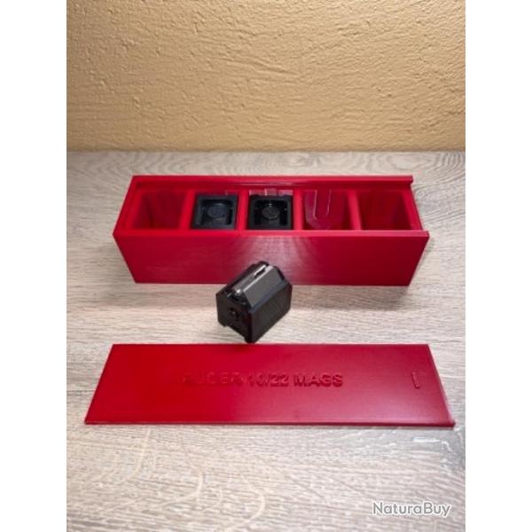 Boite de rangement / transport rouge pour 5 chargeurs rotatif 22 long rifle ruger BX 10
