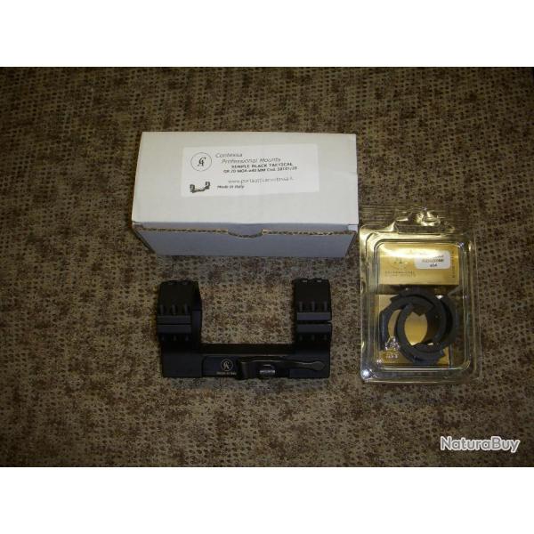 montage monobloc amovible CONTESSA mle SIMPLE BLACK TACTICAL 20 MOA + insert pour lunette de 34mm