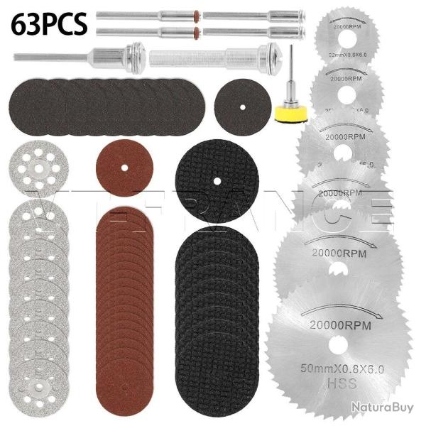 Ensemble d Accessoires pour Mini Perceuse Dremel, Modele: 63pcs