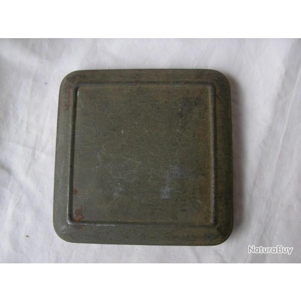 WW1/2 FRANCE COUVERCLE DE BO�TE EN METAL FRANCAISE CARR� 10,5 CM DE C�T�