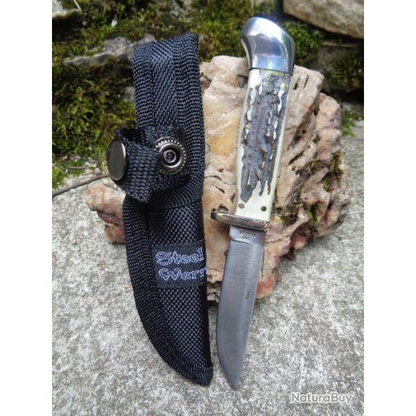Couteau de Chasse Skinner Lame Acier 440 Manche R�sine Etui Nylon Frost Cutlery Warrior FSW600SBR