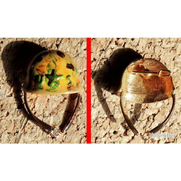 Pin's Comm�moratif Guerre 39/45 - Broche Casque Am�ricain d�barquement 6/6/44 - m�tal dor� peint